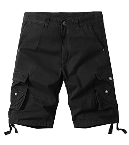 AYG Cargo Vintage Shorts Männer Bermuda Shorts Herren Kurze Sommer Hosen Schwarz, 31 von AYG
