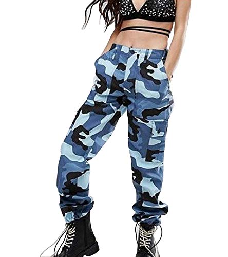 AYG Damen Hosen Camouflage Jogginghose Sporthose Workwear Uniform Combat Cargo Relaxed-Fit Multi Taschen Freizeithose Military Camo Hosen von AYG