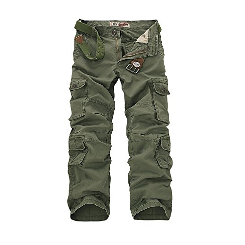 AYG Herren Cargo Hose Baumwolle Militär Hose(Army Green,29) von AYG