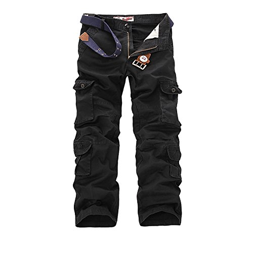 AYG Herren Cargo Hose Baumwolle Militär Hose(Black,29) von AYG