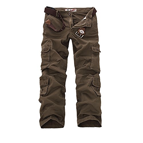 AYG Herren Cargo Hose Baumwolle Militär Hose(Brown,29) von AYG