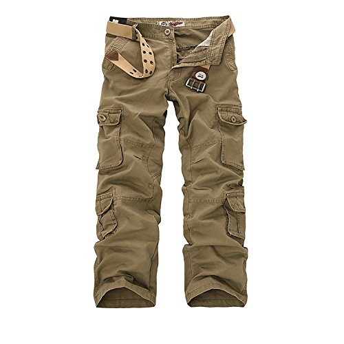 AYG Herren Cargo Hose Baumwolle Militär Hose(Khaki,31) von AYG