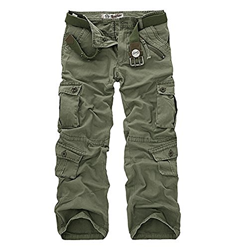 AYG Herren Cargo Hose Camouflage Freizeit Militär Hose(Grass Green,29) von AYG