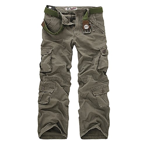 AYG Herren Cargo Hose Camouflage Freizeit Militär Hose(Soil Army Green,30) von AYG