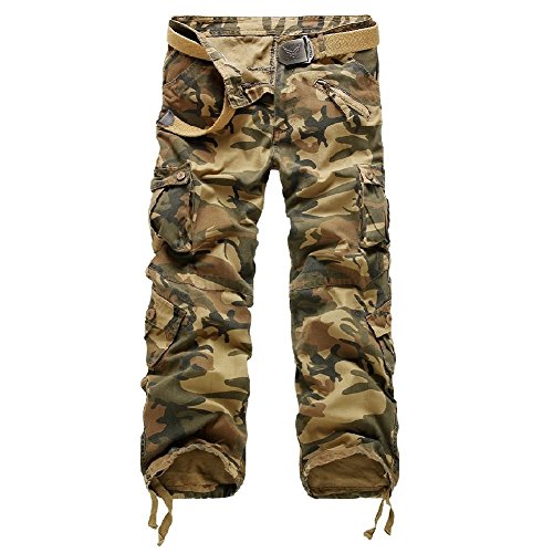 AYG Herren Cargo Hose Camouflage Freizeit Militär Hose(Yellow camo,29) von AYG