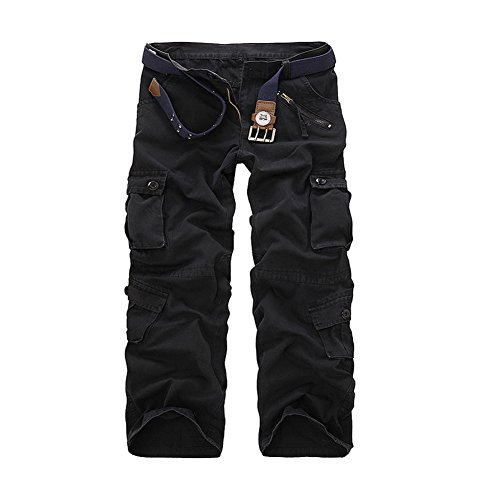 AYG Herren Cargo Hose Camouflage Freizeit Militär Hose Hiking Sport (W40/L33(40" Taille/33 Inseam), Schwarz(Black Nr.22)) von AYG