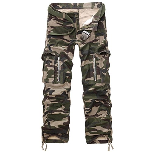 AYG Herren Cargo Hose Camouflage Hose Männer Lang Arbeitshose Camo Cargohose(Army camo,30) von AYG