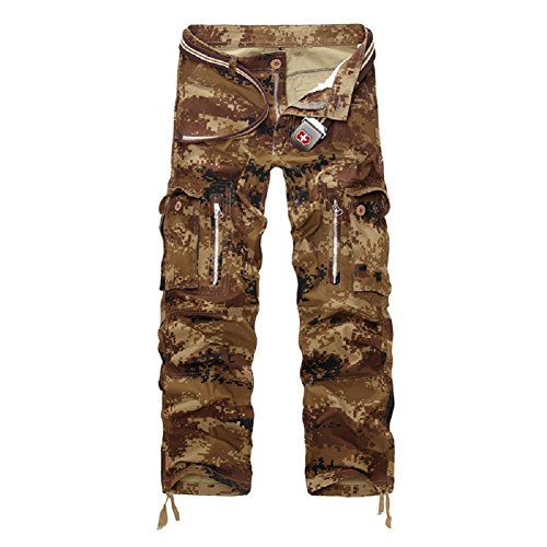 AYG Herren Cargo Hose Camouflage Hose Männer Lang Arbeitshose Camo Cargohose(Sand camo,30) von AYG