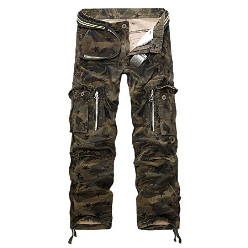 AYG Herren Cargo Hose Camouflage Hose Männer Lang Arbeitshose Camo Cargohose(Star camo,29) von AYG