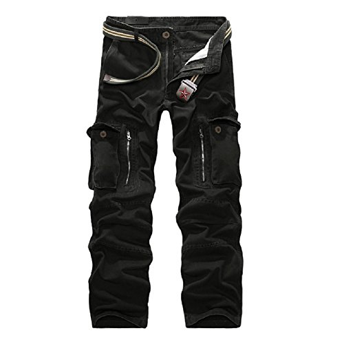 AYG Herren Cargo Hose Camouflage Trousers(Black,30) von AYG