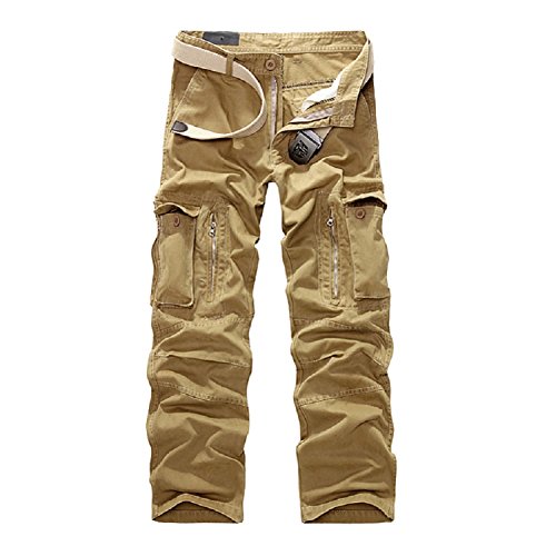 AYG Herren Cargo Hose Camouflage Trousers(Khaki,36) von AYG