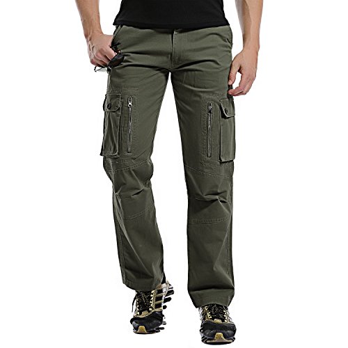 AYG Herren Cargo Hose Camouflage Trousers(Army Green,33) von AYG