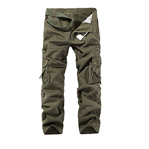 AYG Herren Lässige Cargo Pant Cargo Hose Baumwolle Militär UK 29–40 Taille Gr. W30, Army Green#015 von AYG