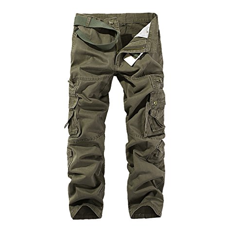 AYG Herren Cargo Hose Freizeit Baumwolle Trousers(Dark Grass Green,31) von AYG