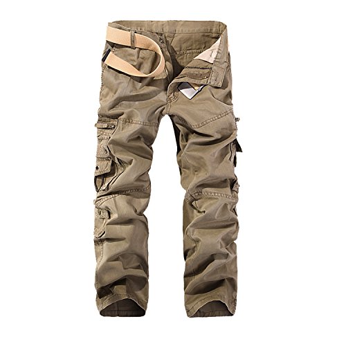 AYG Herren Cargo Hose Freizeit Baumwolle Trousers(Khaki,32) von AYG