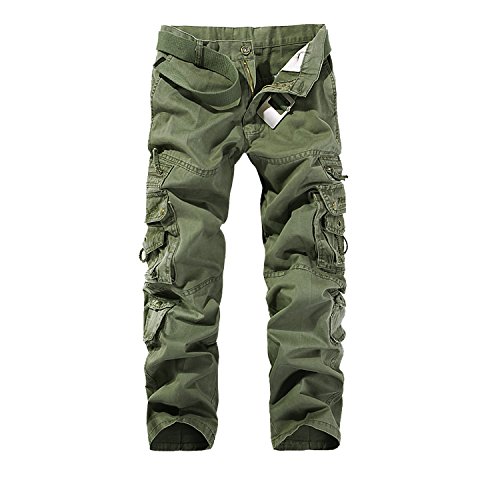 AYG Herren Cargo Hose Freizeit Baumwolle Trousers(Soil Army Green,32) von AYG