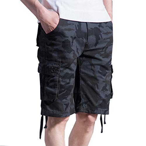 AYG Herren Cargo Shorts Bermuda Shorts Männer Militär Tarnung Hose Kurze Cargo Short Waist 29-44 von AYG