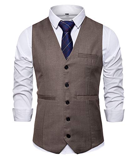 AYG Herren Gilet Weste Anzugweste Slim Fit Herrenweste Hochzeit Anzug Weste von AYG