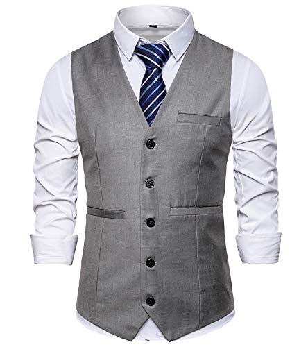 AYG Herren Gilet Weste Anzugweste Slim Fit Herrenweste Hochzeit Anzug Weste von AYG
