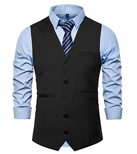 AYG Herren Gilet Weste Anzugweste Slim Fit Herrenweste Hochzeit Anzug Weste von AYG