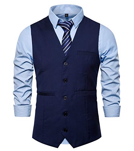 AYG Herren Gilet Weste Anzugweste Slim Fit Herrenweste Hochzeit Anzug Weste von AYG