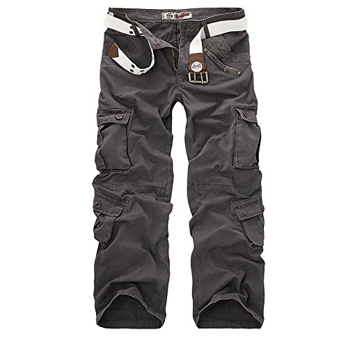 AYG Herren Lässige Cargo Pant Cargo Hose Baumwolle Militär UK 29–40 Taille, Cargo, Grau von AYG