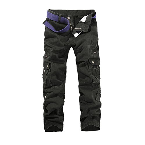 AYG Herren Lässige Cargo Pant Cargo Hose Baumwolle Militär UK 29–40 Taille, Cargo, Schwarz von AYG