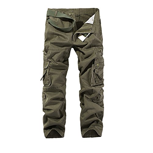 AYG Herren Lässige Cargo Pant Cargo Hose Baumwolle Militär UK 29–40 Taille Gr. 90, Army Green#015 von AYG