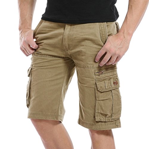 AYG Kurze Hose Herren Cargo Shorts Bermudas Schwarz Shorts Baumwolle Militär 29-40 von AYG