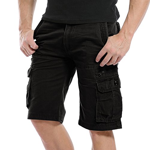 AYG Kurze Hose Herren Cargo Shorts Bermudas Schwarz Shorts Baumwolle Militär 29-40 von AYG