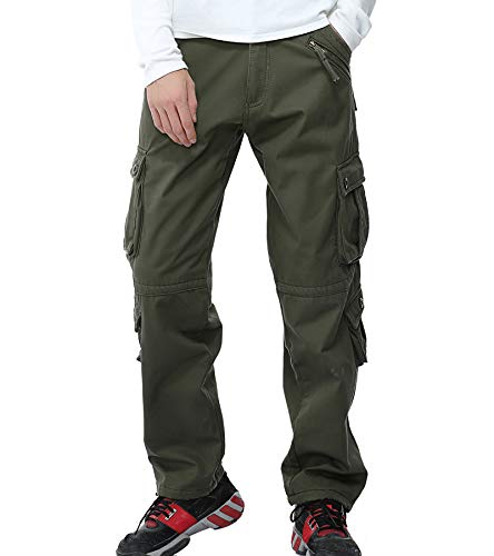 AYG Warm Velour Hose Herren Cargo Hose(army green,30) von AYG