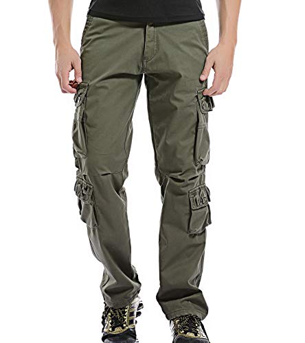 AYG Warm Velour Hose Herren Cargo Hose(army green,34) von AYG