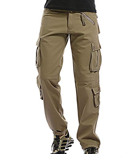 AYG Warm Velour Hose Herren Cargo Hose(khaki,36) von AYG