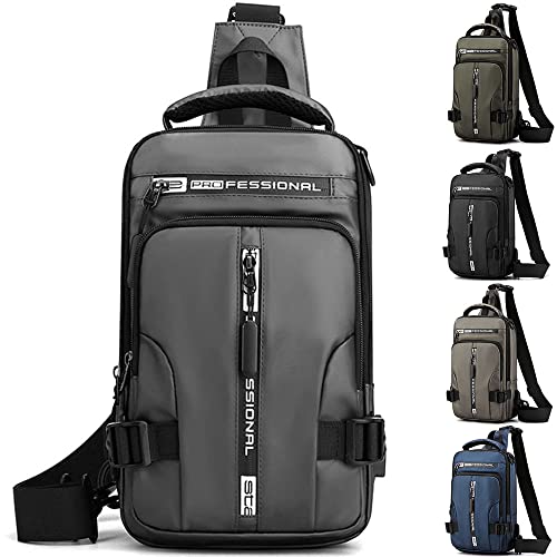 AYGCI Sling Bag Herren Brusttasche Umhängetasche Herren Crossbody Bag Wasserdichte Nylon Sling Rucksack Herren Damen Schultertasche mit USB-Ladeanschluss für Wandern, Radfahren, Bergsteigen, Reisen von AYGCI