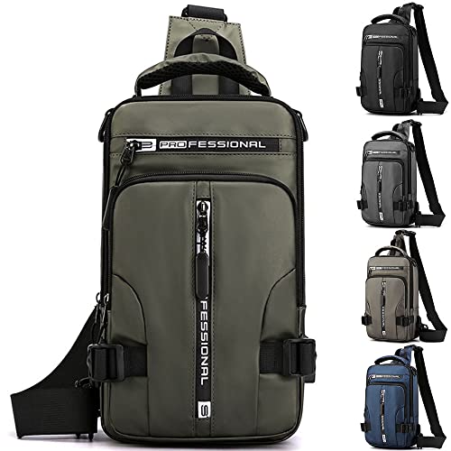 AYGCI Sling Bag Herren Brusttasche Umhängetasche Herren Crossbody Bag wasserdichte Nylon Sling Rucksack Herren Damen Schultertasche mit USB-Ladeanschluss für Wandern, Radfahren, Bergsteigen, Reisen von AYGCI