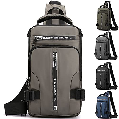 AYGCI Sling Bag Herren Brusttasche Umhängetasche Herren Crossbody Bag Wasserdichte Nylon Sling Rucksack Herren Damen Schultertasche mit USB-Ladeanschluss für Wandern, Radfahren, Bergsteigen, Reisen von AYGCI