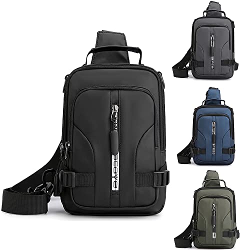 AYGCI Sling Schulter Rucksack Herren Brusttasche Umhängetasche Leichte Sling Bag Rucksack Herren Klein Crossbody Bag Schultertasche mit USB-Ladeanschluss für Wandern, Radfahren, Bergsteigen, Reisen von AYGCI