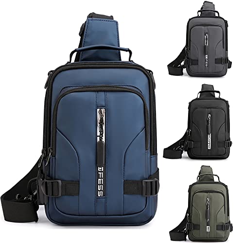 AYGCI Sling Schulter Rucksack Herren Brusttasche Umhängetasche Leichte Sling Bag Rucksack Herren Klein Crossbody Bag Schultertasche mit USB-Ladeanschluss für Wandern, Radfahren, Bergsteigen, Reisen von AYGCI