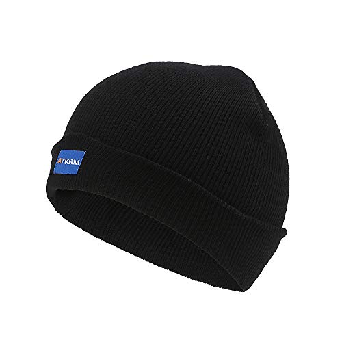 AYKRM 9 Farben Herren Strick Beanie mütze (Schwarz, 52-61CM) von AYKRM