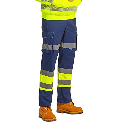 AYKRM Arbeitshose Warnschutz Warnschutzhose Gelb Warnhose orange Reflektierende Funktionshose Hose Arbeitshose Sicherheitshose Schutzhose Herren Arbeitshosen Herren von AYKRM