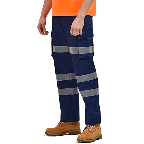 AYKRM Arbeitshose Warnschutz Warnschutzhose Gelb Warnhose orange Reflektierende Funktionshose Hose Arbeitshose Sicherheitshose Schutzhose Herren Arbeitshosen Herren von AYKRM