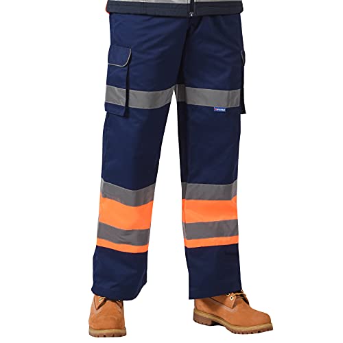 AYKRM Arbeitshose Warnschutz Warnschutzhose Gelb Warnhose orange Reflektierende Funktionshose Hose Arbeitshose Sicherheitshose Schutzhose Herren Arbeitshosen Herren von AYKRM