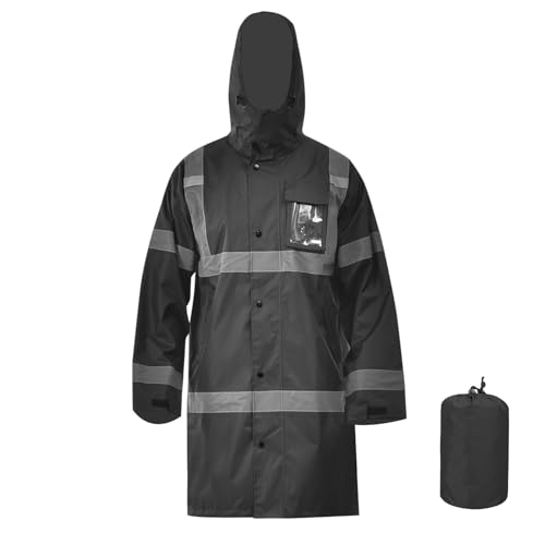 AYKRM Regenanzug warnschutz 6XL Herren schwarz Leichte Wasserdichte Warn Regenjacke von AYKRM