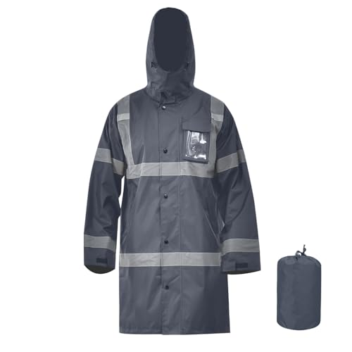 AYKRM Regenanzug warnschutz XL Herren Marineblau Leichte Wasserdichte Warn Regenjacke von AYKRM