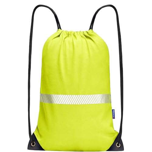 AYKRM Rucksack mit Kordelzug Gelb Turnbeutel Sportbeutel Gym Bag Mit Aussentasche Verstellbar Tunnelzug Gymsack von AYKRM