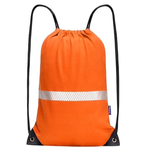 AYKRM Rucksack mit Kordelzug Orange Turnbeutel Sportbeutel Gym Bag Mit Aussentasche Verstellbar Tunnelzug Gymsack von AYKRM