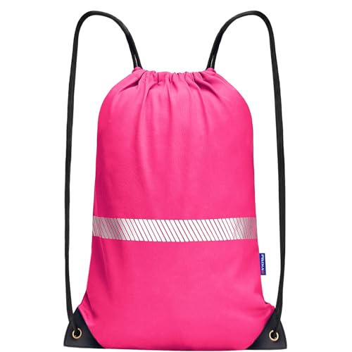 AYKRM Rucksack mit Kordelzug Rosa Turnbeutel Sportbeutel Gym Bag Mit Aussentasche Verstellbar Tunnelzug Gymsack von AYKRM