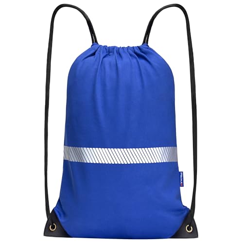 AYKRM Rucksack mit Kordelzug blau Turnbeutel Sportbeutel Gym Bag Mit Aussentasche Verstellbar Tunnelzug Gymsack von AYKRM