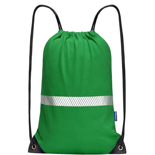 AYKRM Rucksack mit Kordelzug grün Turnbeutel Sportbeutel Gym Bag Mit Aussentasche Verstellbar Tunnelzug Gymsack von AYKRM