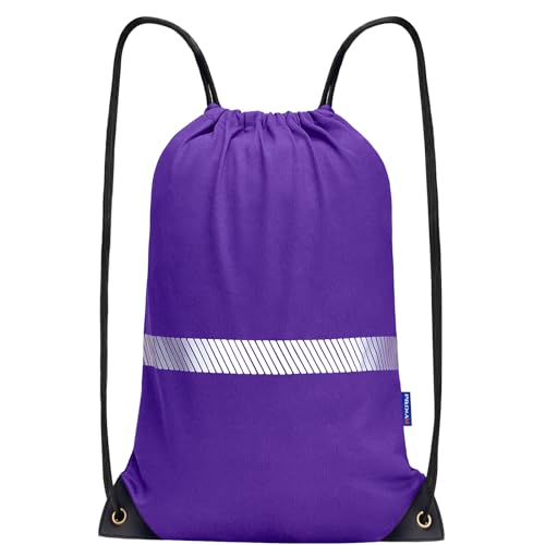 AYKRM Rucksack mit Kordelzug lila Turnbeutel Sportbeutel Gym Bag Mit Aussentasche Verstellbar Tunnelzug Gymsack von AYKRM